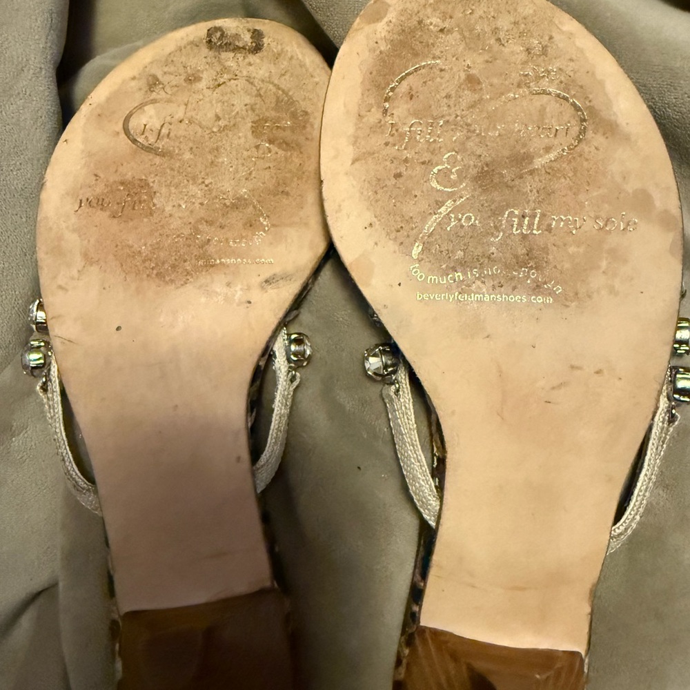 Beverly Feldman Embroidered Rhinestone Floral Sandals - Picture 7 of 11